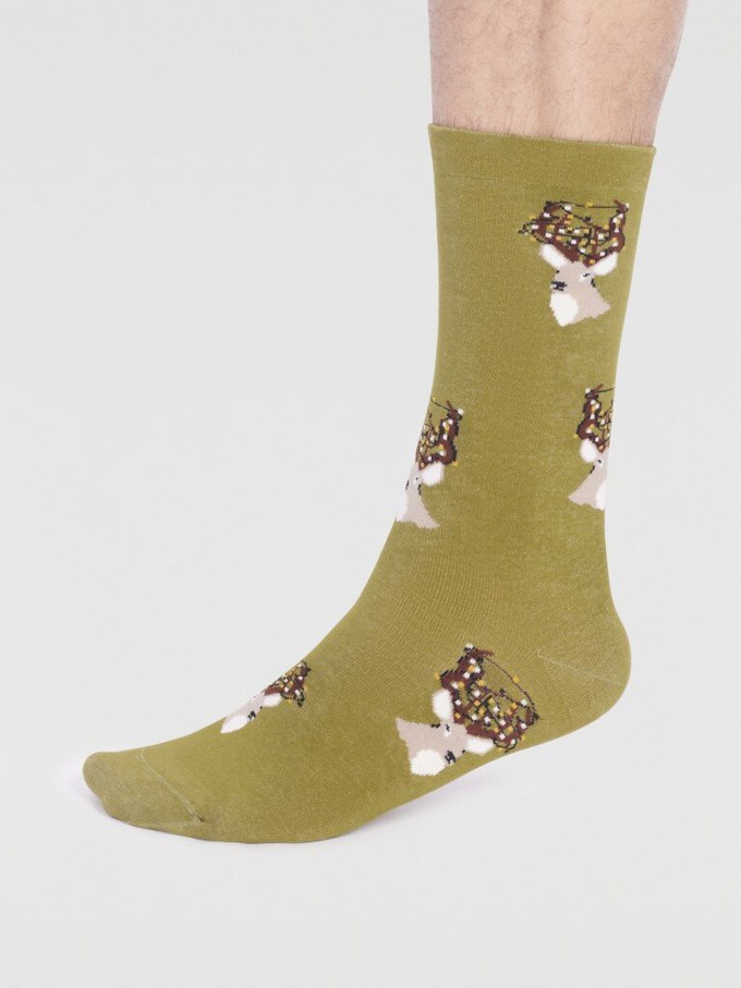 Kerstsokken heren biologisch katoen herten - lichen green from Lotika