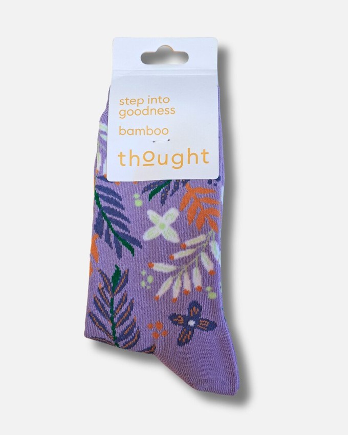 Thought bamboe dames sokken summer leaves - lavender purple from Lotika