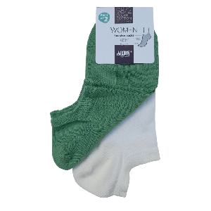 Enkelsokken dames katoen Abby 2-pack - groen - wit - maat 35/38 from Lotika