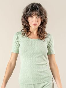 Pyjama T-shirt dames katoen Roos - ambrosia / wit via Lotika