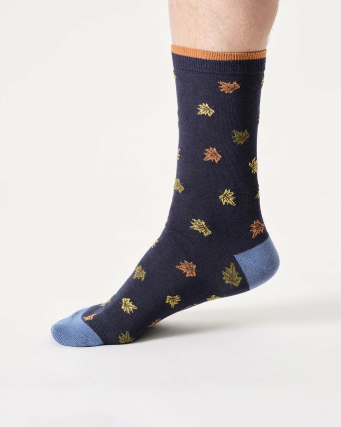 Bamboe sokken heren bladeren – navy from Lotika