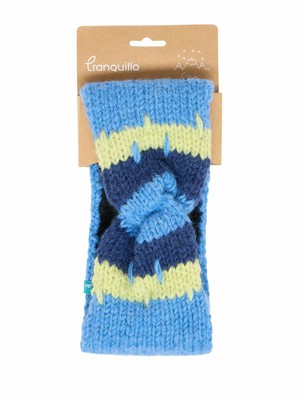 Gebreide wollen hoofdband met patroon - indigo from Lotika