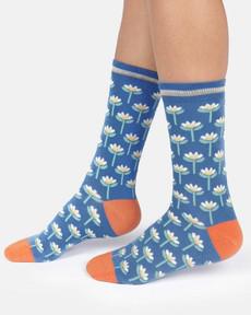 Thought katoenen damessokken met bloemen French blue via Lotika