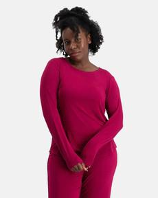 Bamboe dames pyjama set lange mouwen Nina - bordeaux via Lotika