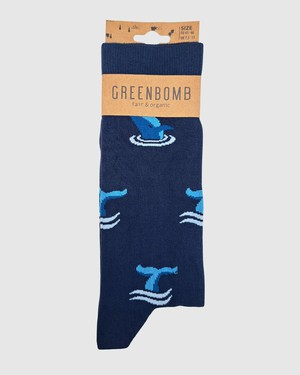 Greenbomb sokken heren walvis - navy from Lotika