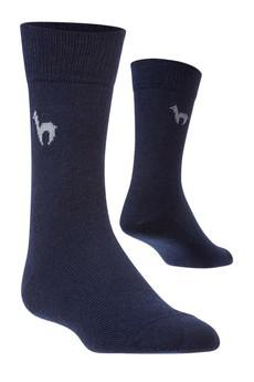 Apu Kuntur - effen alpaca sokken - blauw via Lotika