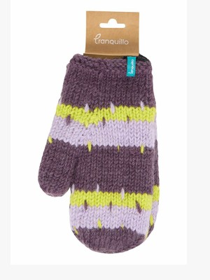 Gebreide wollen wanten met patroon - plum from Lotika