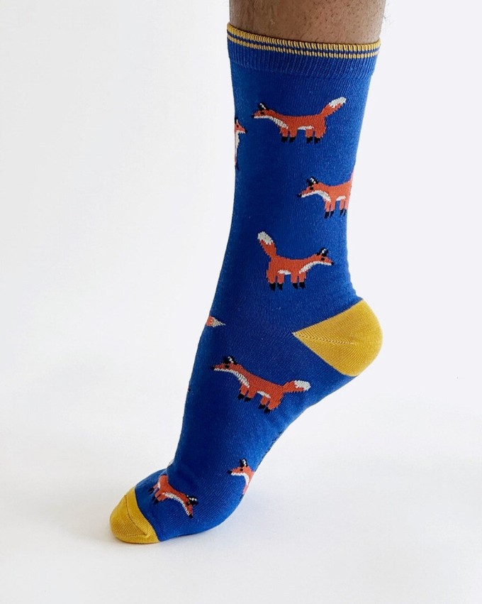 Thought bamboe herensokken met vossen navy from Lotika