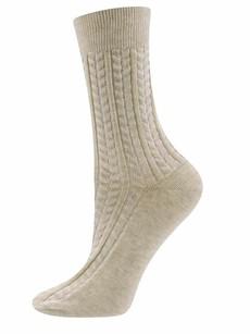 Ewers katoenen sokken dames ribbed - beige melange via Lotika