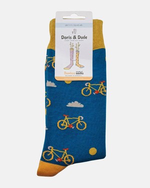 Doris & Dude bamboe herensokken met fietsen blauw from Lotika