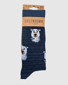 Greenbomb sokken heren ijsberen - navy via Lotika