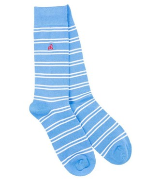 Swole Panda gestreepte bamboesokken lichtblauw from Lotika