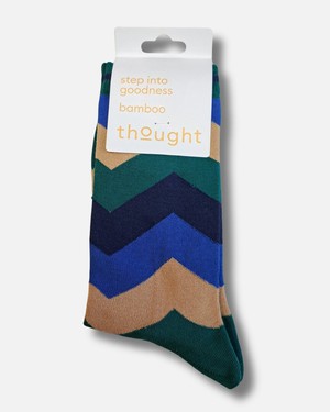 Thought bamboe heren sokken zig zag streep – jewel green from Lotika
