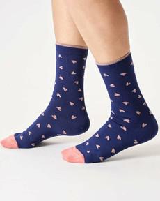 Bamboe sokken dames hartjes – midnight blue via Lotika