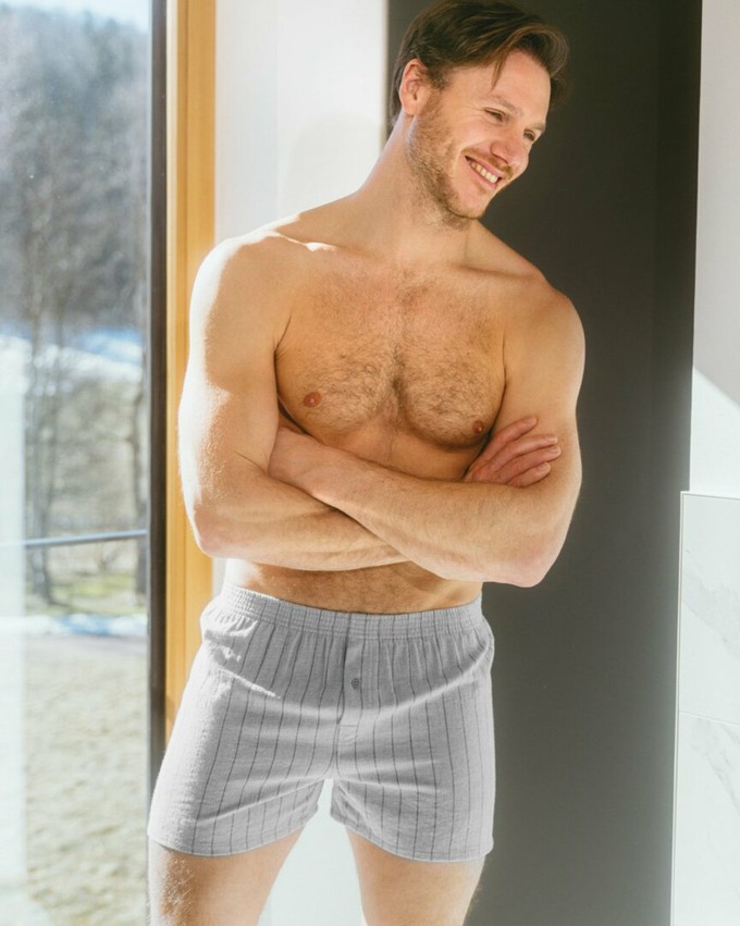 Wijde boxershorts katoen flanel Boris - zinfandel rood / grijs from Lotika