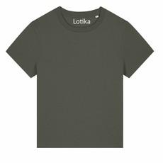 Saar T-shirt dames biologisch katoen - kaki via Lotika
