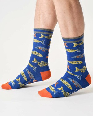 Bamboe sokken heren vissen – deep blue from Lotika