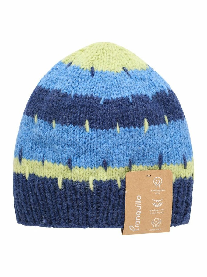 Gebreide wollen dames muts met patroon - indigo from Lotika