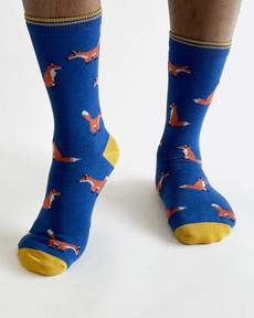 Thought bamboe herensokken met vossen navy via Lotika