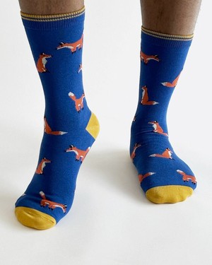 Thought bamboe herensokken met vossen navy from Lotika