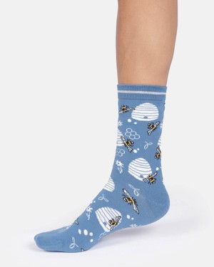 Thought bamboe damessokken met bijenkorf French blue from Lotika