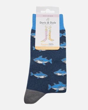 Doris & Dude bamboe herensokken met haaien navy from Lotika