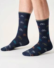 Bamboe herensokken fietsen - navy blue via Lotika