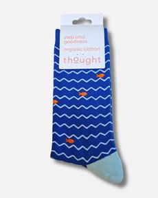 Thought katoenen heren sokken vissen – cobalt blue via Lotika
