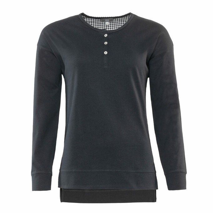 Living Crafts pyjamashirt dames katoen Pinella - zwart - maat S from Lotika