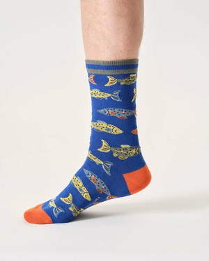 Bamboe sokken heren vissen – deep blue from Lotika