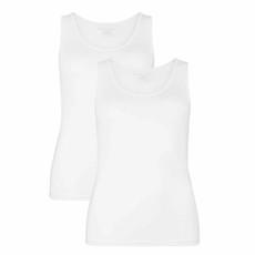 Bamboe topjes met brede bandjes Anna 2-pack - wit via Lotika