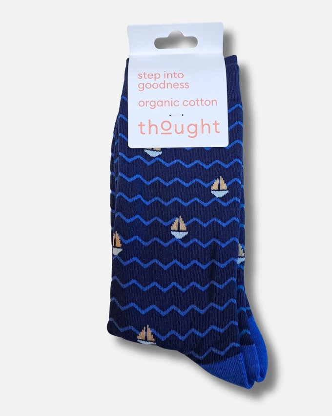 Thought katoenen heren sokken zeilbootjes – midnight blue from Lotika