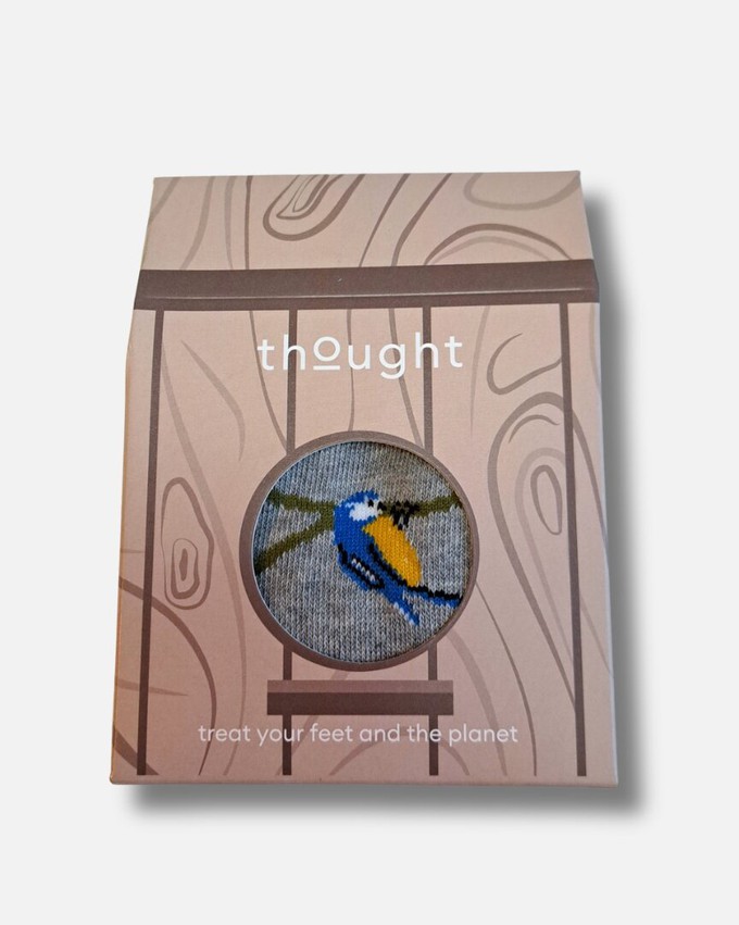 Thought heren sokken vogelprint cadeaudoosje - grey marl from Lotika