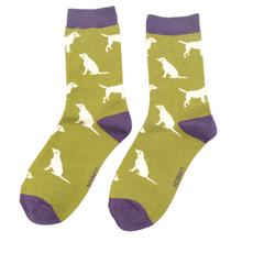 Bamboe sokken dames labradors honden - moss van Lotika