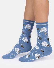 Thought bamboe damessokken met bijenkorf French blue via Lotika