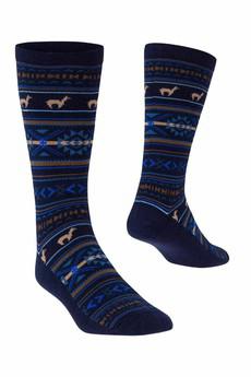 Apu Kuntur - alpaca sokken jacquard - marine royal via Lotika