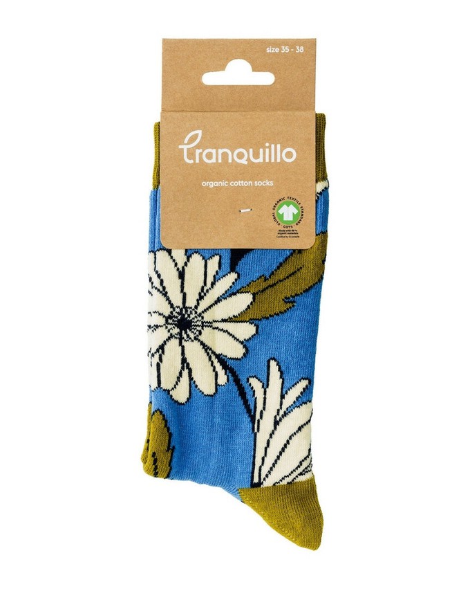 Tranquillo sokken bio katoen bloemen - blauw mt 38-38 from Lotika