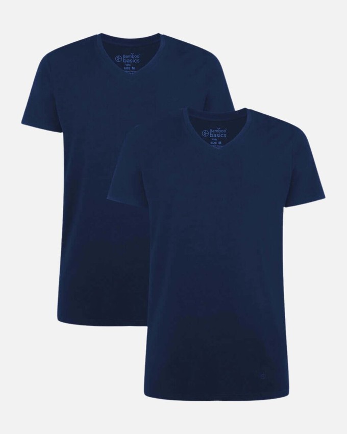 Bamboo Basics bamboe T-Shirt v-hals Velo 2 pack – navy from Lotika