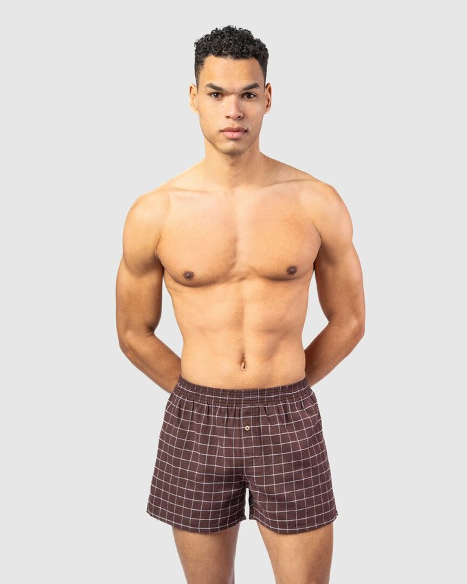 Wijde boxershorts katoen flanel Boris - zinfandel rood / grijs from Lotika