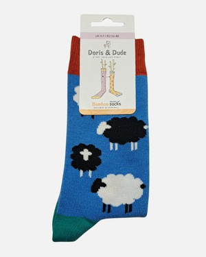 Doris & Dude bamboe damessokken met schapen blauw from Lotika