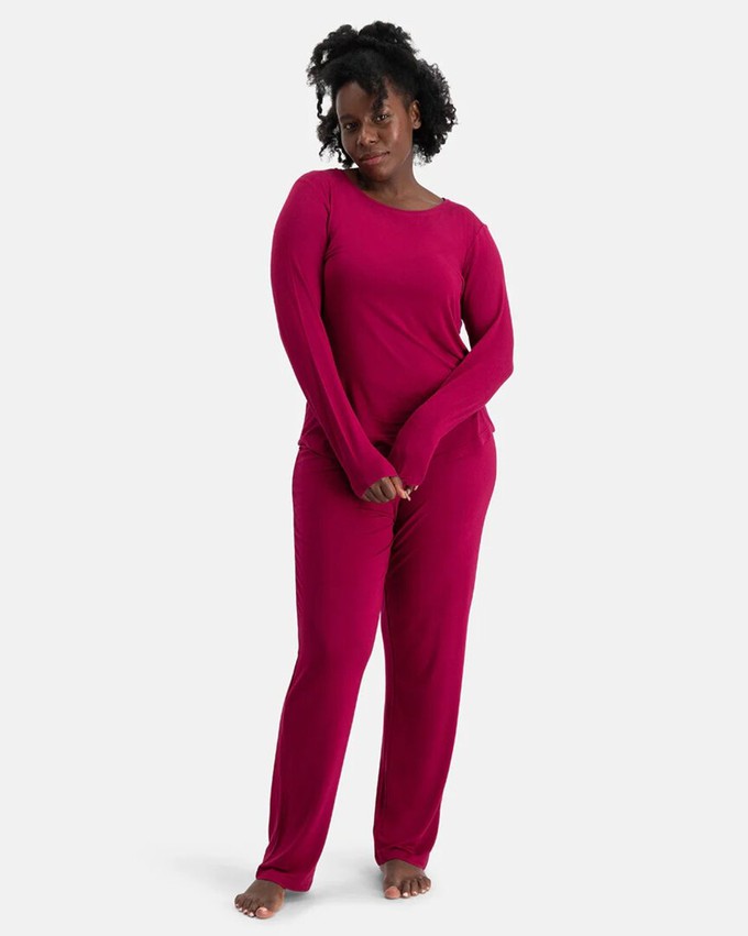 Bamboe dames pyjama set lange mouwen Nina - bordeaux from Lotika Bamboe dames pyjama set lange mouwen Nina - bordeaux from Lotika