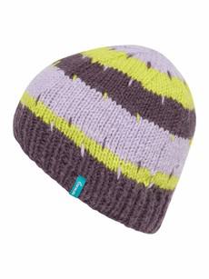 Gebreide wollen dames muts met patroon - plum via Lotika