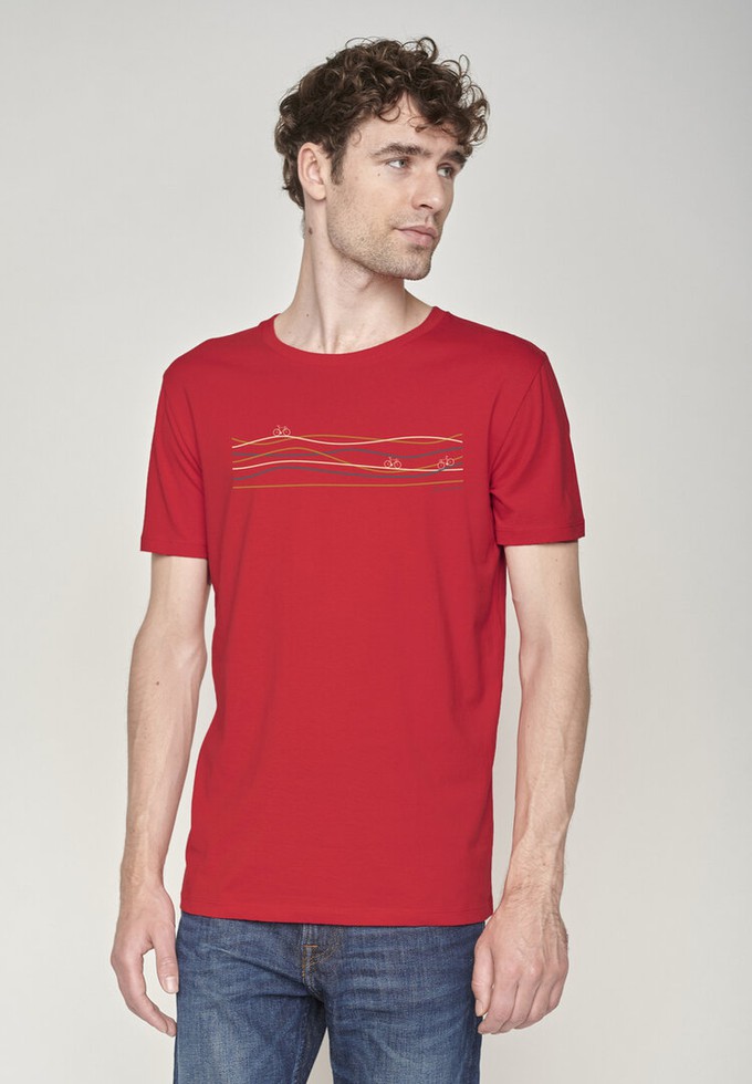 Greenbomb T-shirt - bike lanes flame red - from Lotika