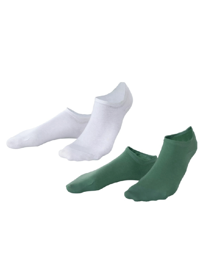 Enkelsokken dames katoen Abby 2-pack - groen - wit from Lotika