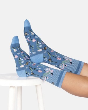 Thought katoenen damessokken met fiets French blue from Lotika