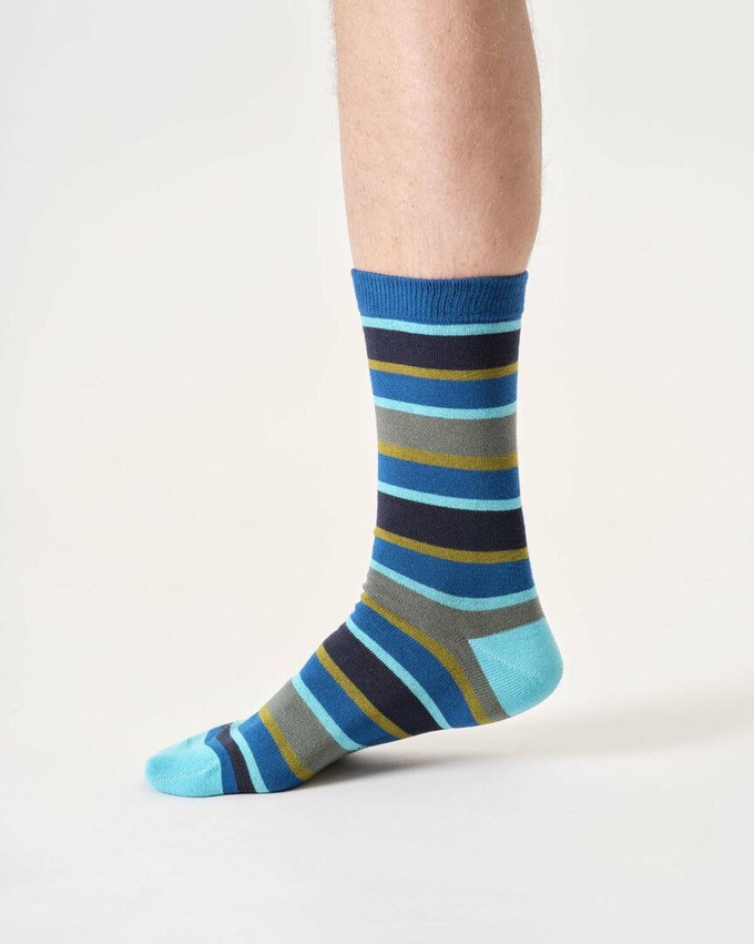 Heren sokken bio-katoen rugby stripe - deep blue from Lotika