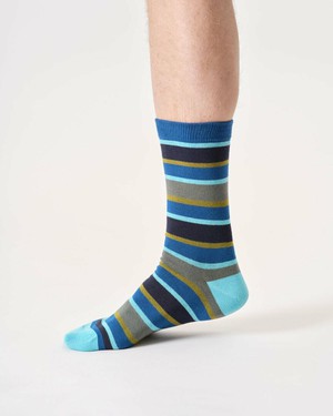 Heren sokken bio-katoen rugby stripe - deep blue from Lotika