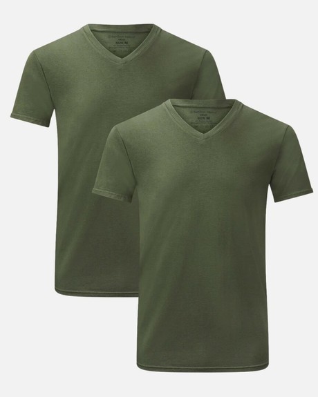 Bamboo Basics Bamboe T-Shirt V-hals Velo 2 pack – green from Lotika