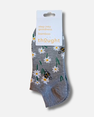 Thought dames enkelsokken bijen - grey marl from Lotika