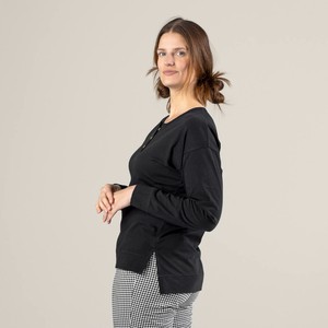 Living Crafts pyjamashirt dames katoen Pinella - zwart - maat S from Lotika